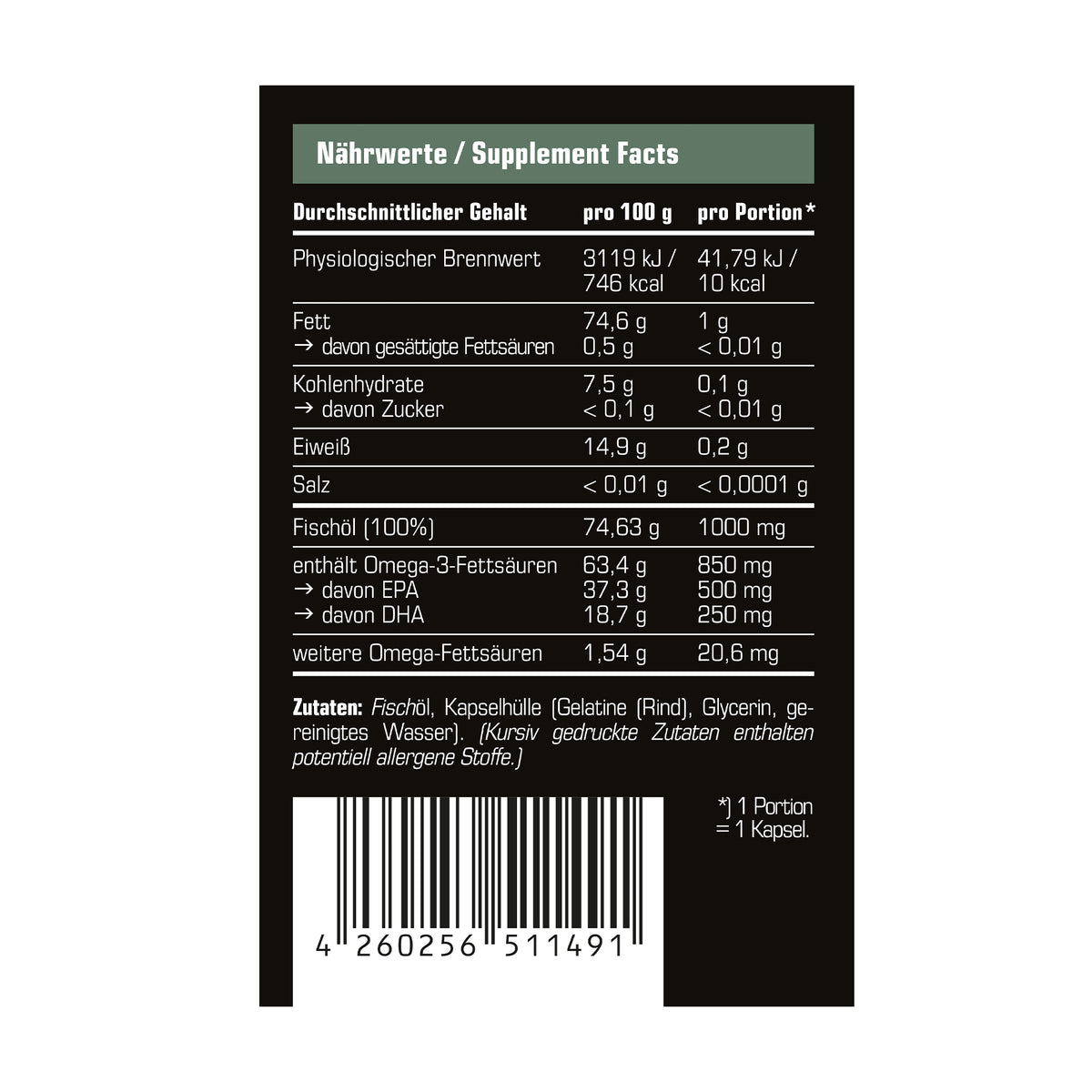 SRS Omega 3 120 Kapseln Etikett links