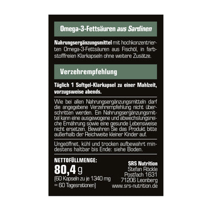 SRS Omega 3 60 Kapseln Etikett rechts