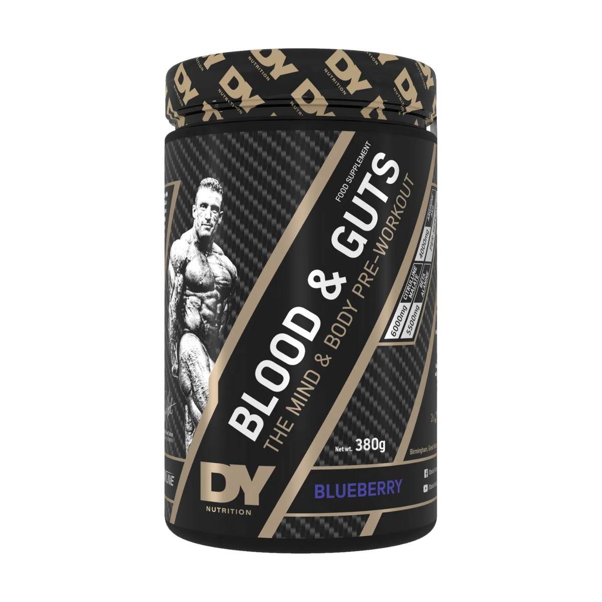 DY Nutrition Blood & Guts 380 g Blueberry, Dose Vorderseite