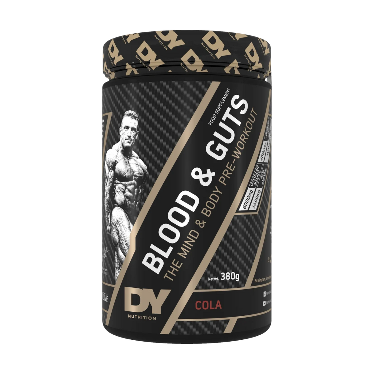 DY Nutrition Blood & Guts 398 g Cola, Dose Vorderseite