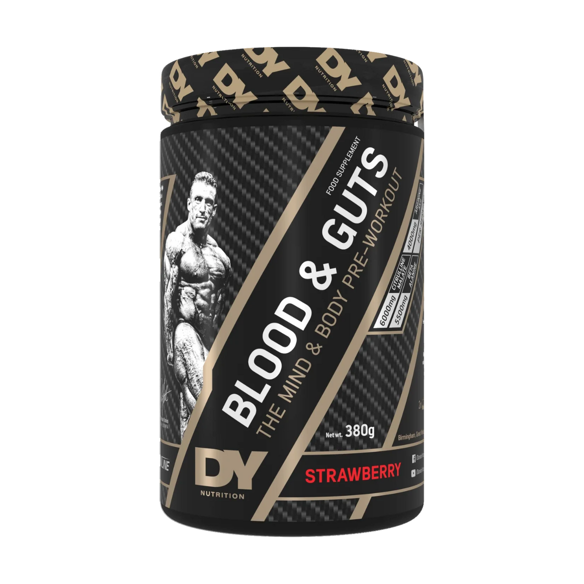DY Nutrition Blood & Guts 380 g Strawberry, Dose Vorderseite
